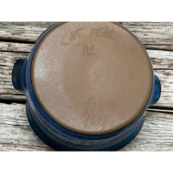 Cape Fear Art Pottery Carolina Chicken Roaster Cobalt Blue 9 1/2" - Picture 6 of 11